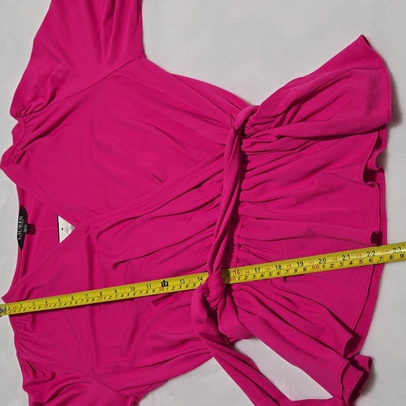 Lauren Ralph Lauren Hot Pink Faux Wrap Jersey Knit Peplum 3/4 Sleeve Top‎ - Picture 14 of 14